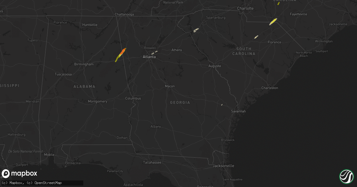 Hail map in Georgia on April 14, 2019