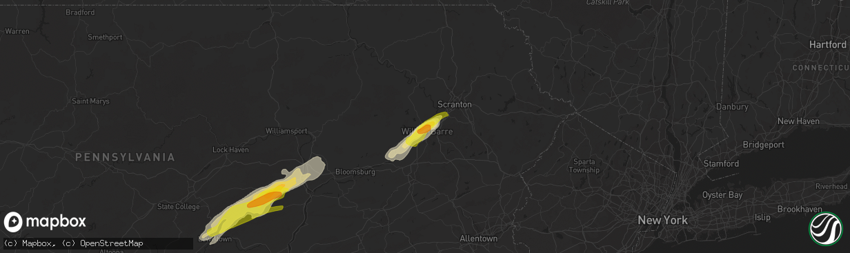 Hail map in Kingston, PA on April 14, 2019