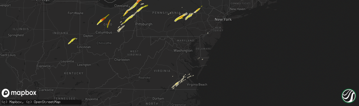 Hail map in Maryland on April 14, 2019