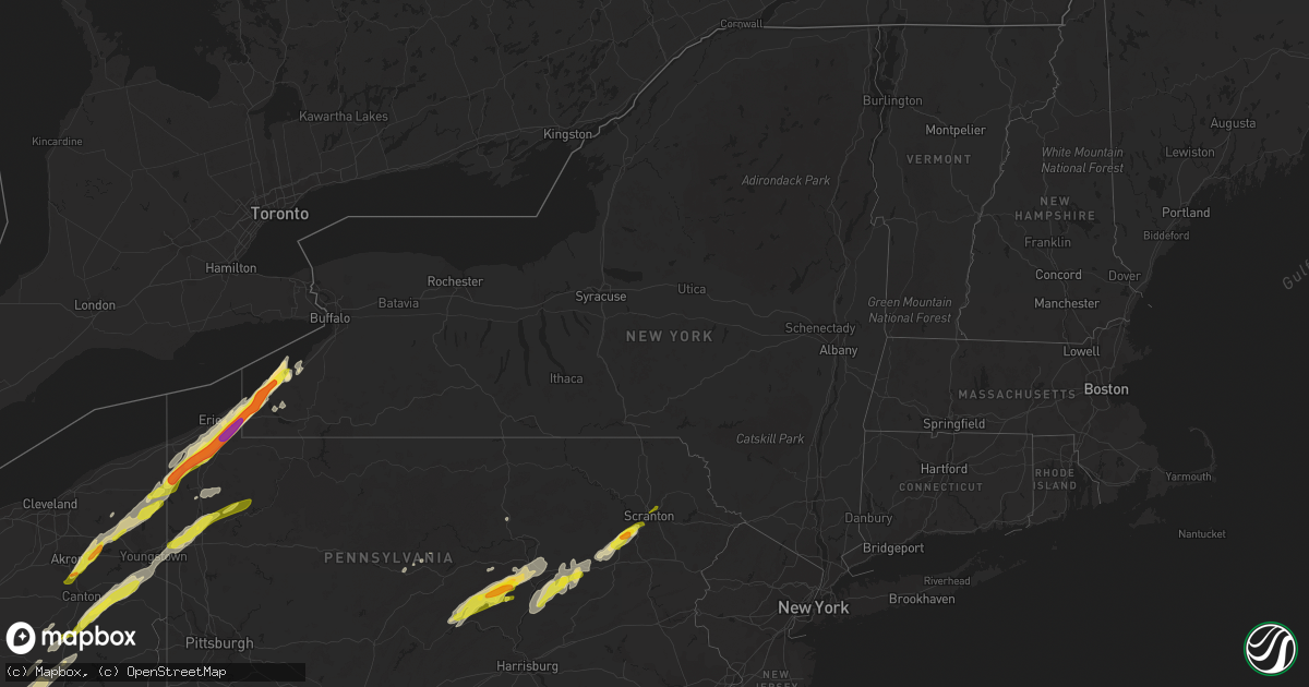 Hail map in New York on April 14, 2019