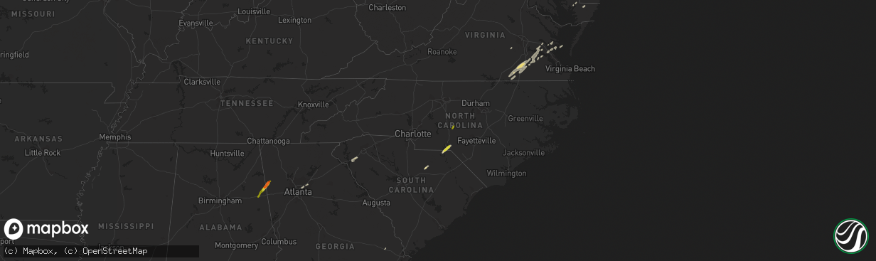 Hail map in North Carolina on April 14, 2019