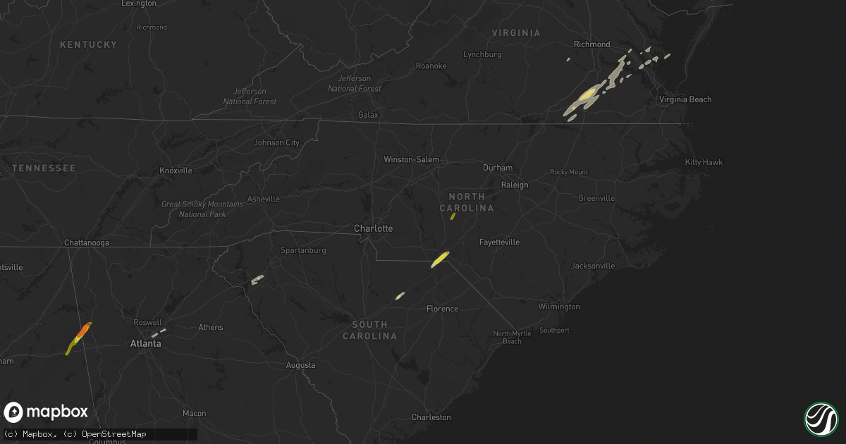 Hail map in North Carolina on April 14, 2019