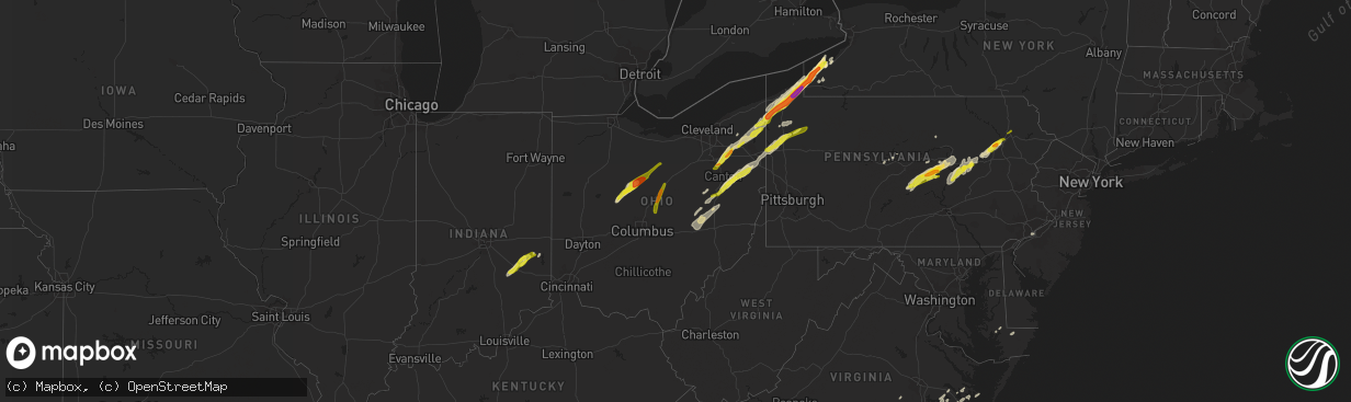 Hail map in Ohio on April 14, 2019