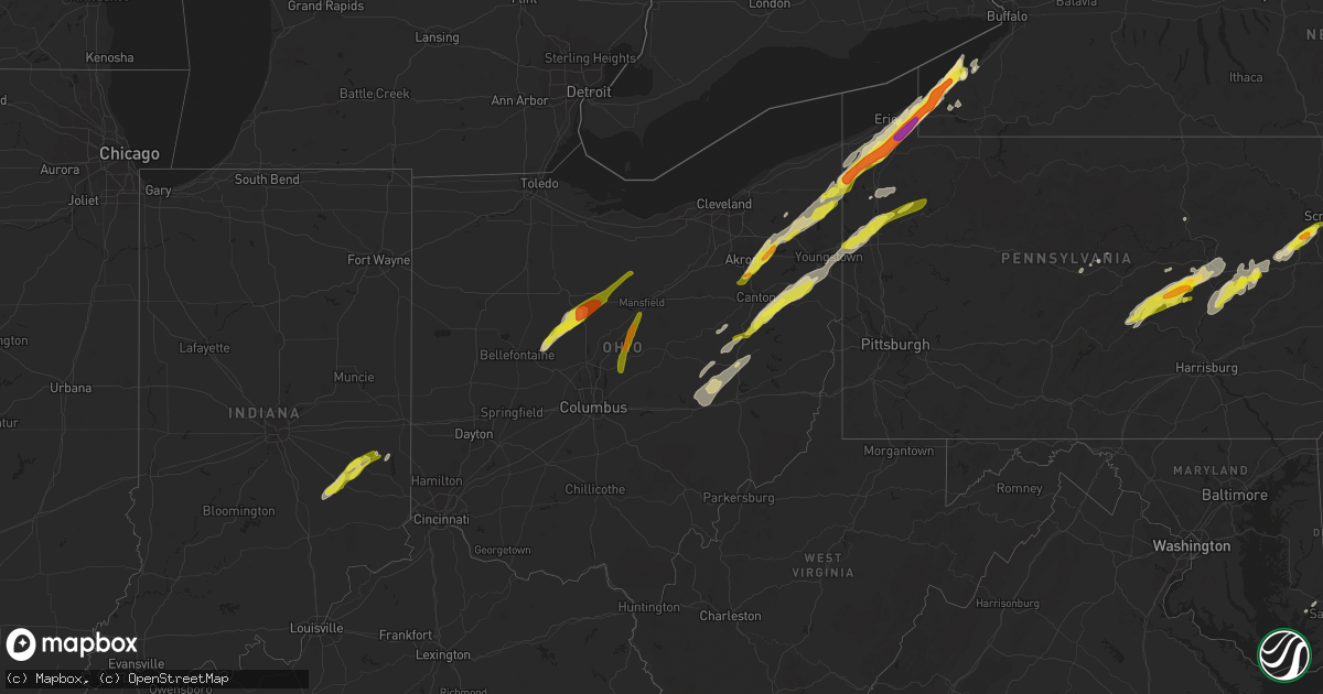 Hail map in Ohio on April 14, 2019