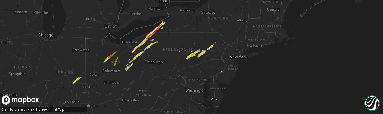 Hail map in Pennsylvania on April 14, 2019