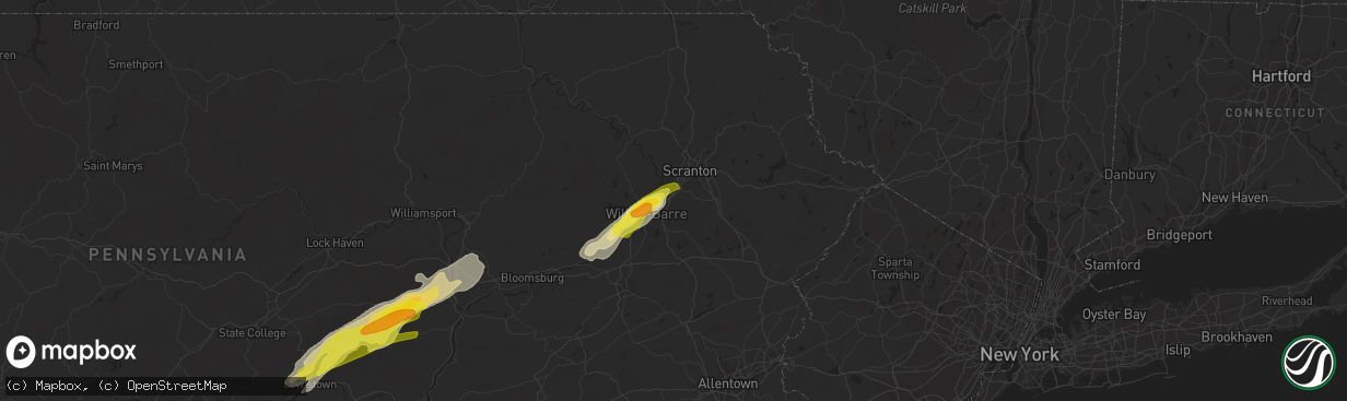 Hail map in Pittston, PA on April 14, 2019