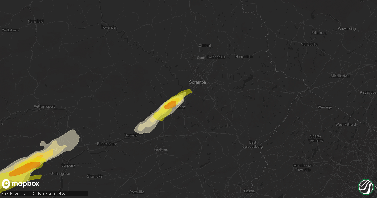 Hail map in Pittston, PA on April 14, 2019