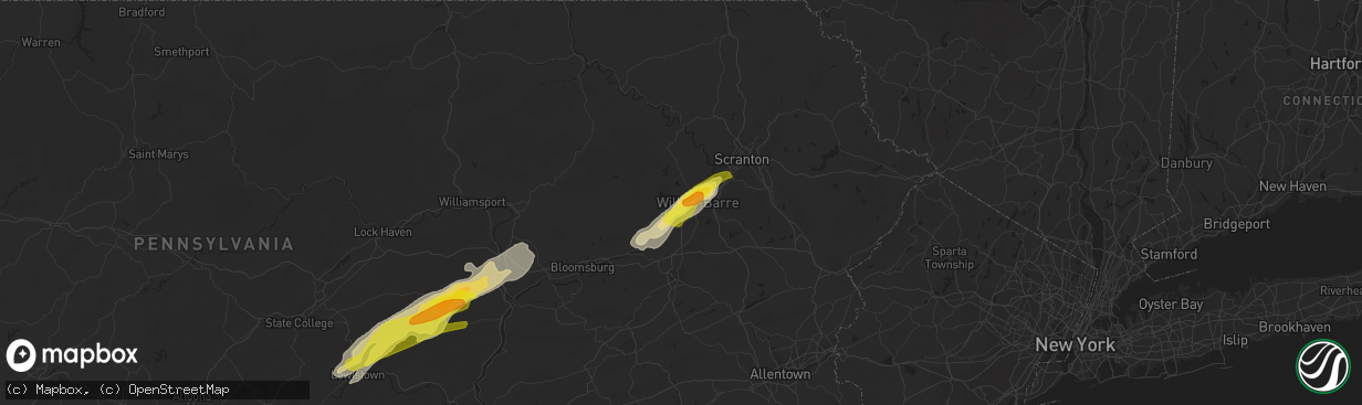 Hail map in Plymouth, PA on April 14, 2019