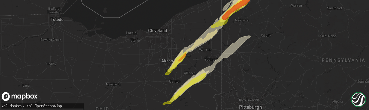 Hail map in Ravenna, OH on April 14, 2019