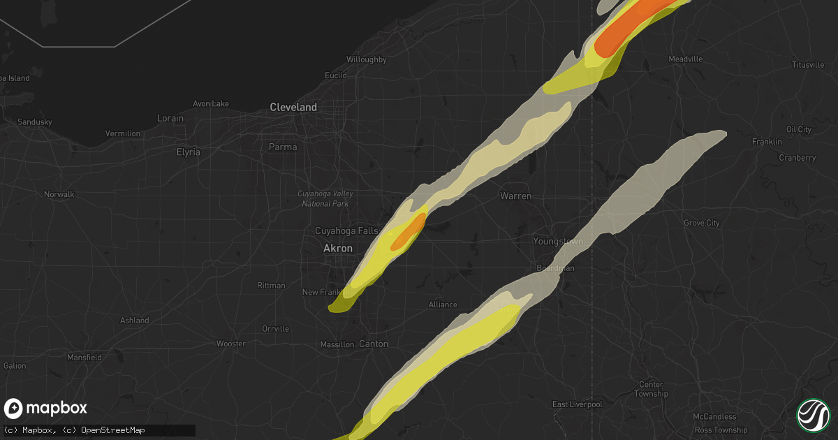 Hail map in Ravenna, OH on April 14, 2019