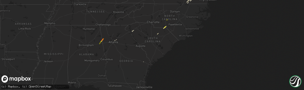 Hail map in South Carolina on April 14, 2019