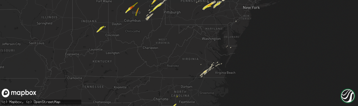 Hail map in Virginia on April 14, 2019