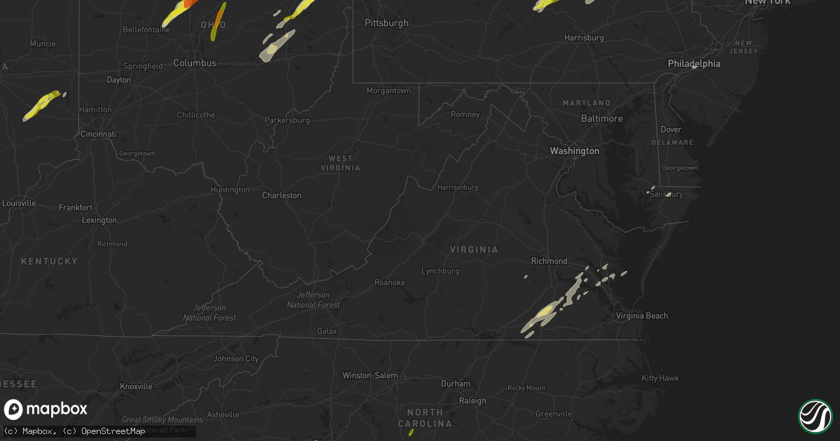 Hail map in Virginia on April 14, 2019