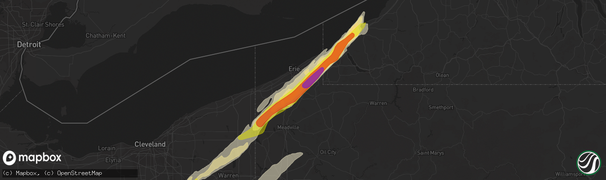 Hail map in Waterford, PA on April 14, 2019