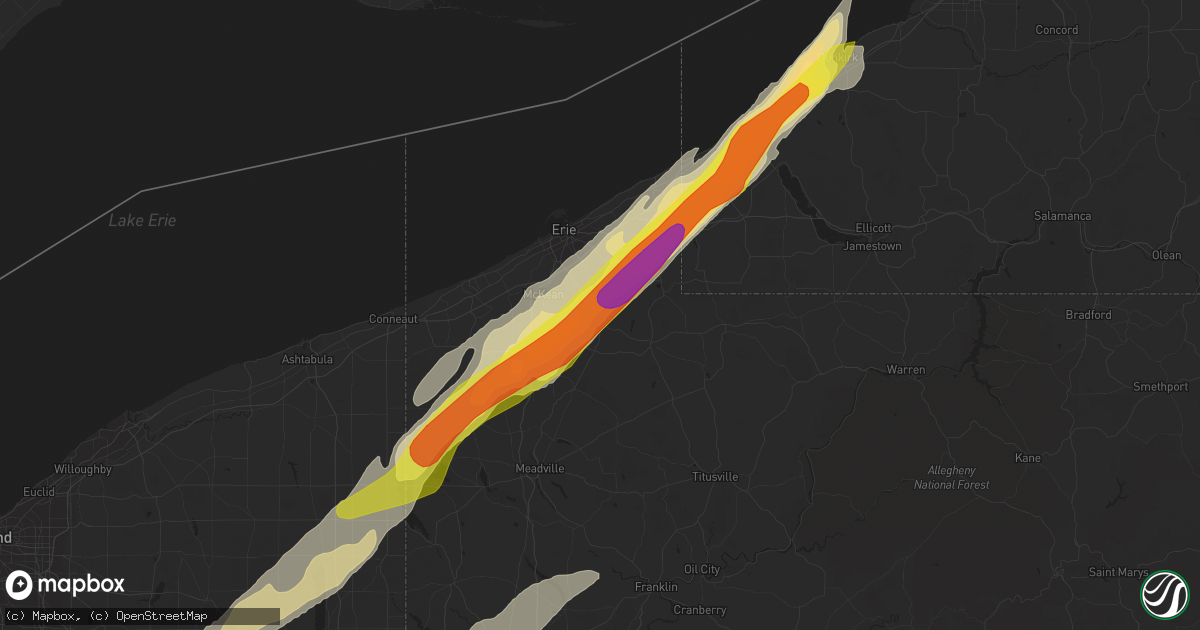 Hail map in Waterford, PA on April 14, 2019