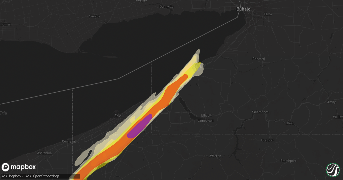Hail map in Westfield, NY on April 14, 2019