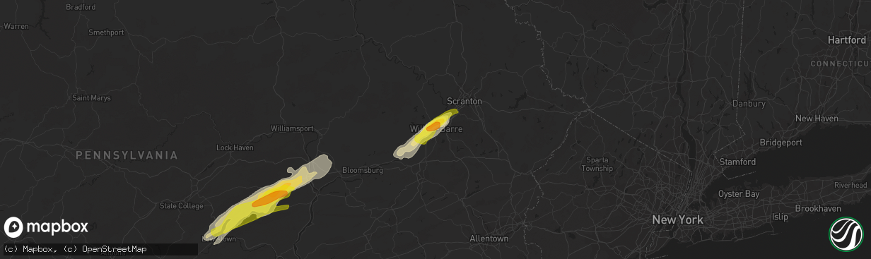 Hail map in Wilkes Barre, PA on April 14, 2019