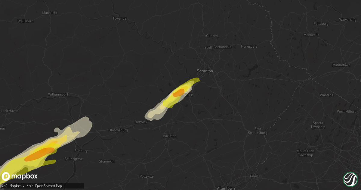 Hail map in Wilkes Barre, PA on April 14, 2019