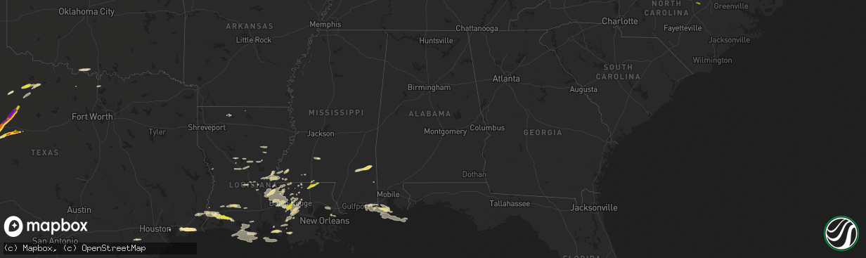 Hail map in Alabama on April 14, 2021