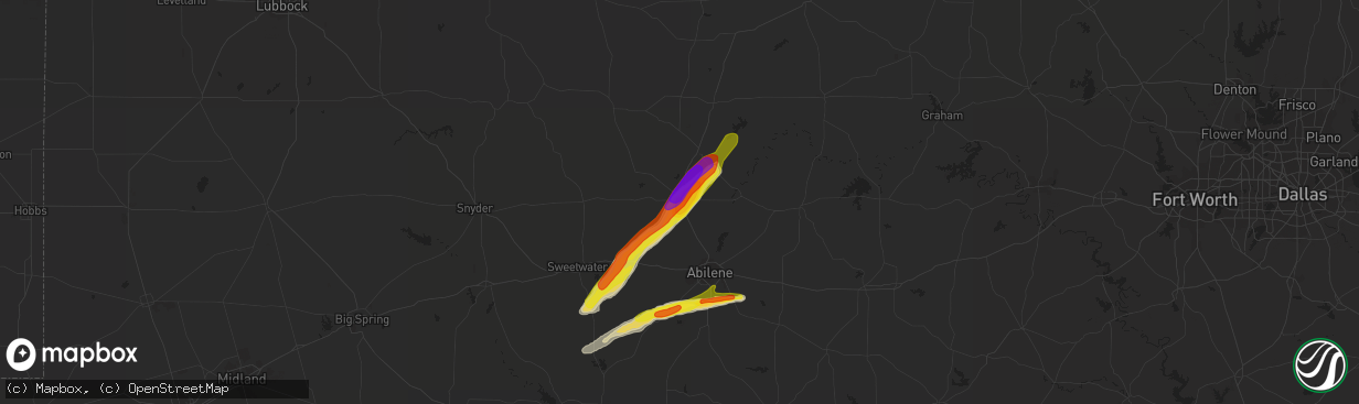 Hail map in Anson, TX on April 14, 2021