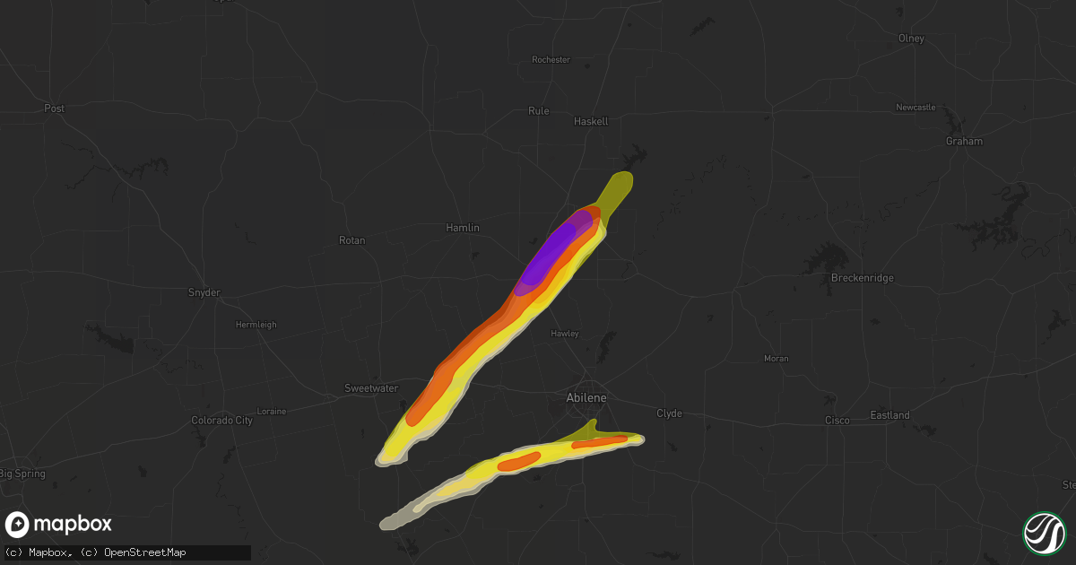 Hail map in Anson, TX on April 14, 2021