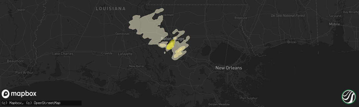 Hail map in Geismar, LA on April 14, 2021