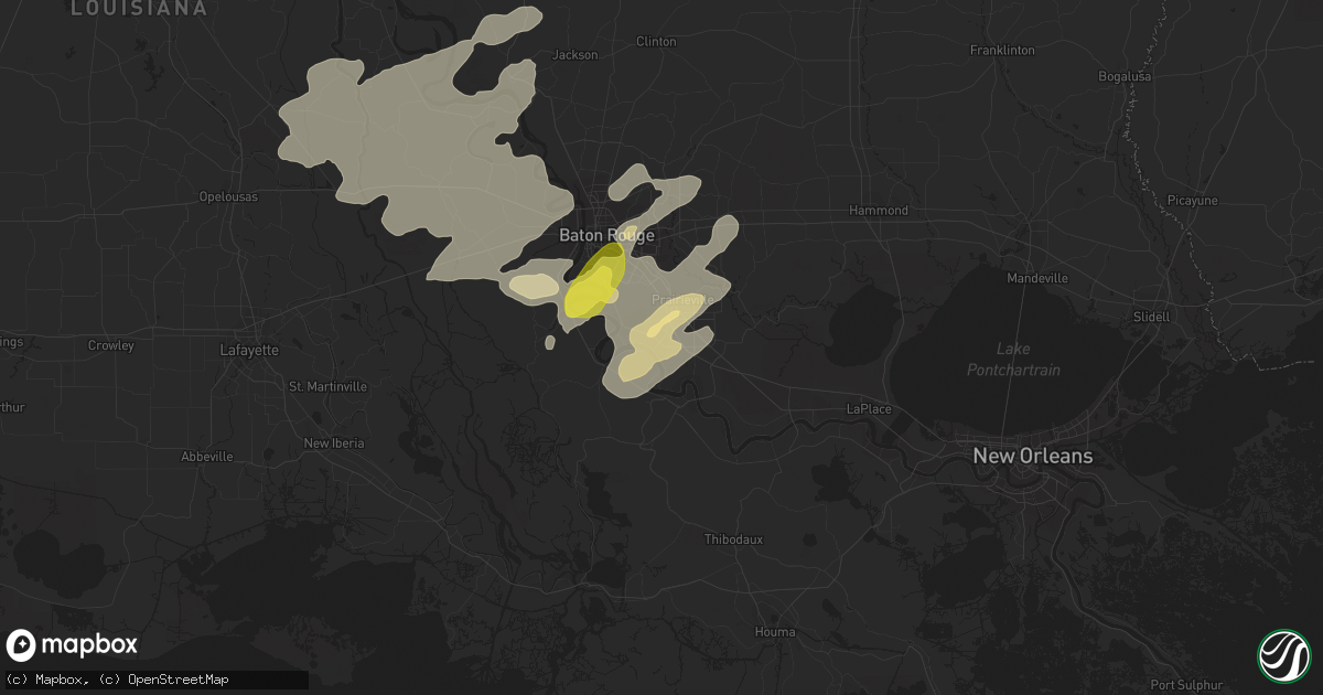 Hail map in Geismar, LA on April 14, 2021