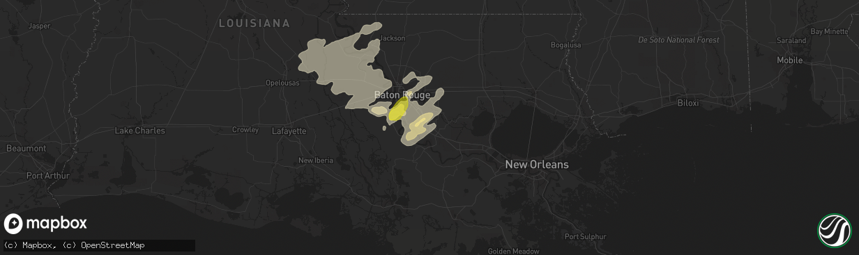 Hail map in Gonzales, LA on April 14, 2021