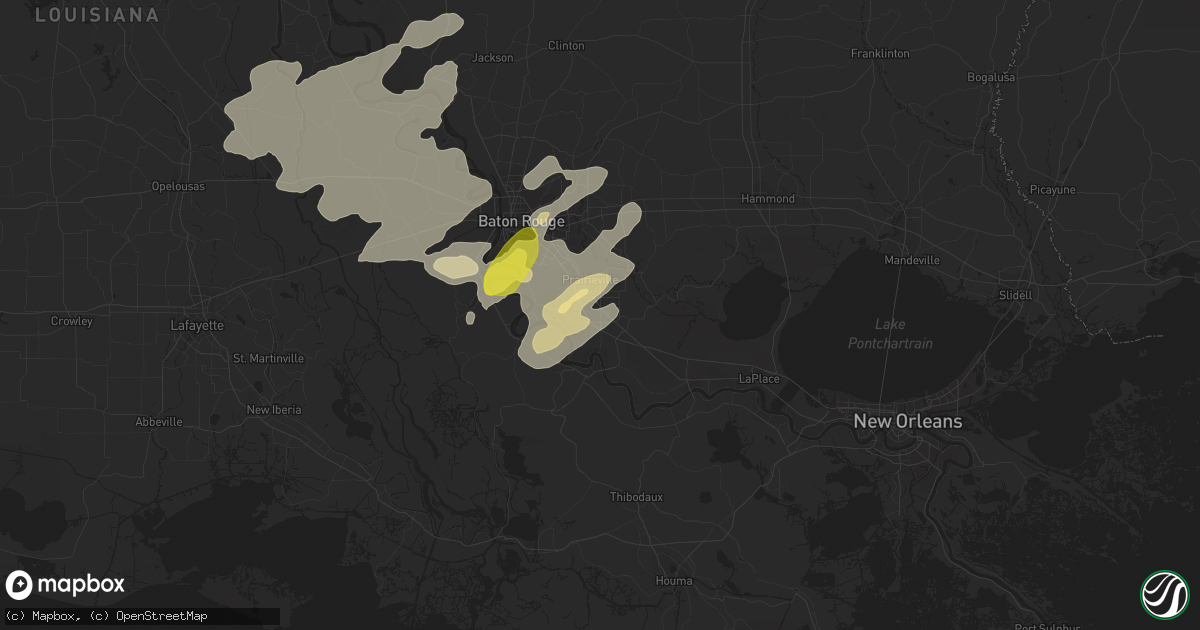 Hail map in Gonzales, LA on April 14, 2021
