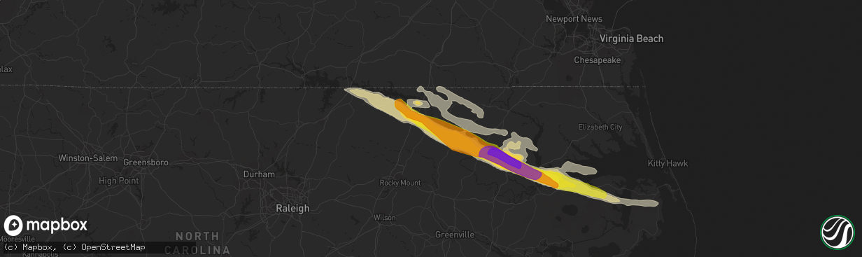 Hail map in Halifax, NC on April 14, 2021