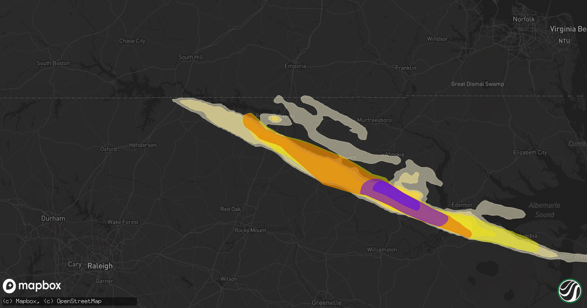 Hail map in Halifax, NC on April 14, 2021