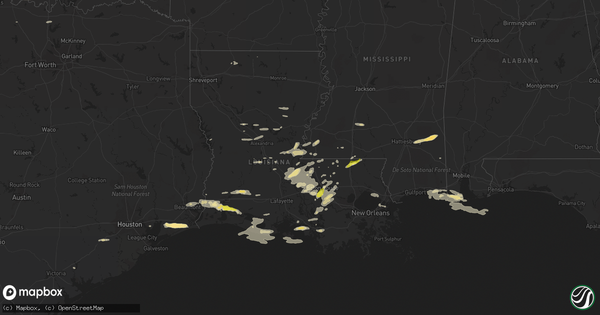 Hail map in Louisiana on April 14, 2021
