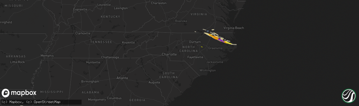 Hail map in North Carolina on April 14, 2021