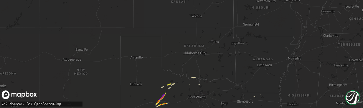 Hail map in Oklahoma on April 14, 2021