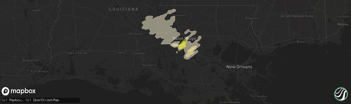 Hail map in Plaquemine, LA on April 14, 2021