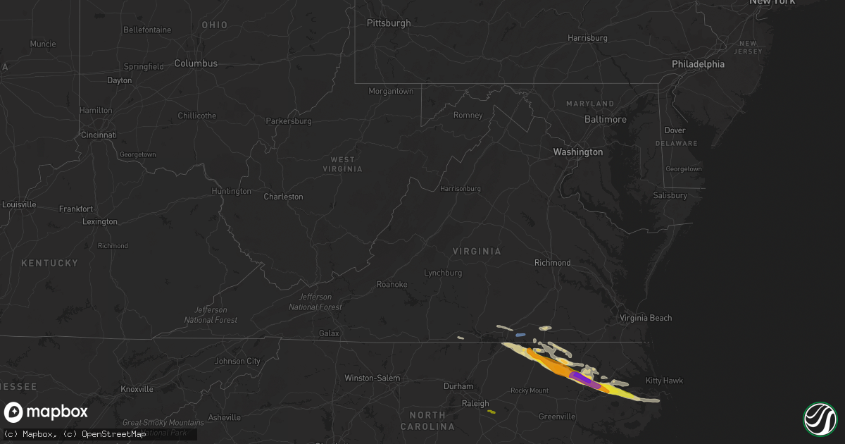 Hail map in Virginia on April 14, 2021