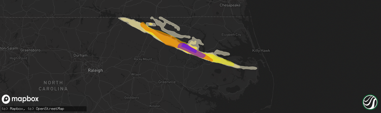 Hail map in Windsor, NC on April 14, 2021