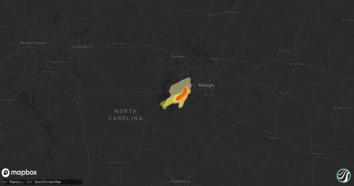 Hail map in Apex, NC on April 14, 2023