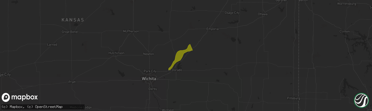 Hail map in Cassoday, KS on April 14, 2023
