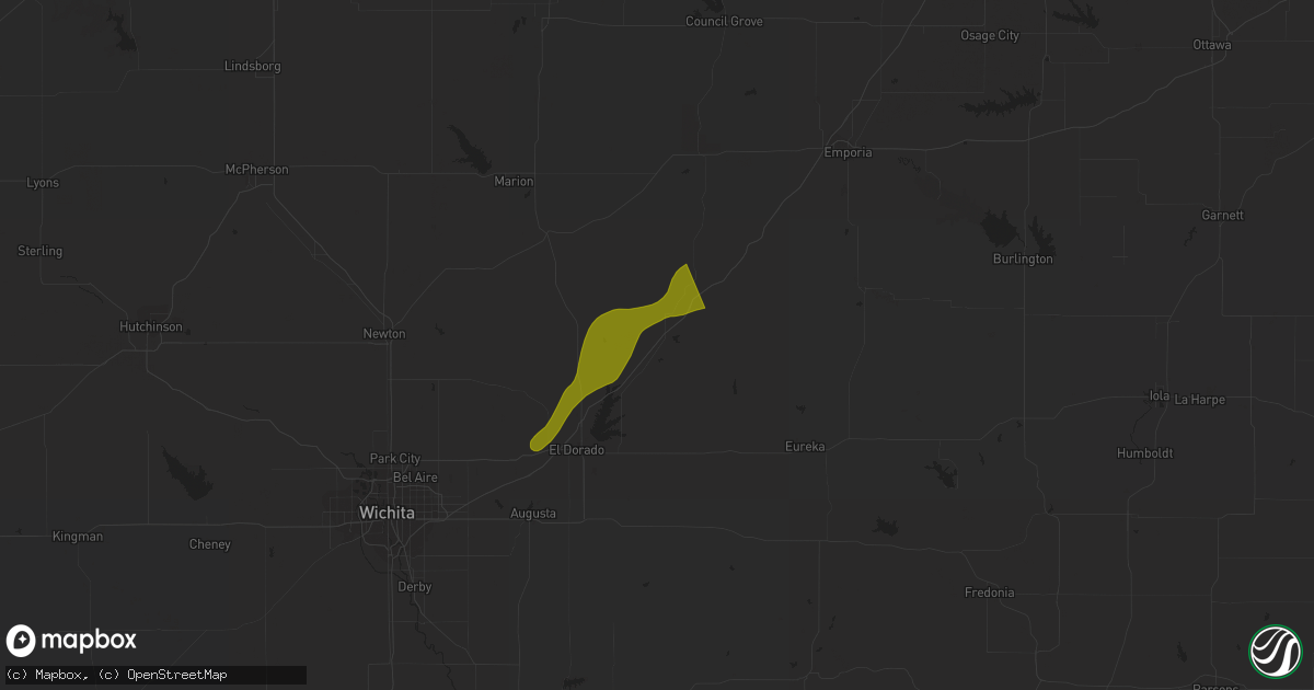Hail map in Cassoday, KS on April 14, 2023