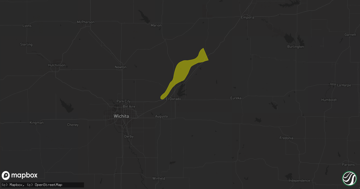 Hail map in El Dorado, KS on April 14, 2023