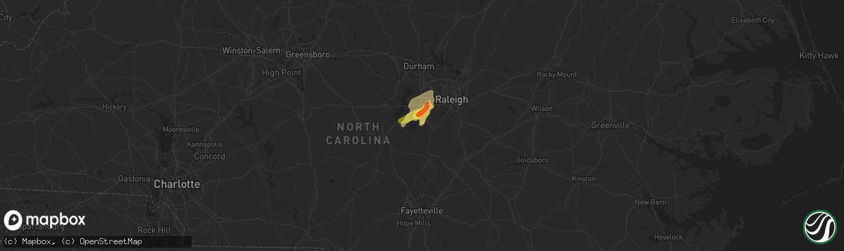 Hail map in Holly Springs, NC on April 14, 2023