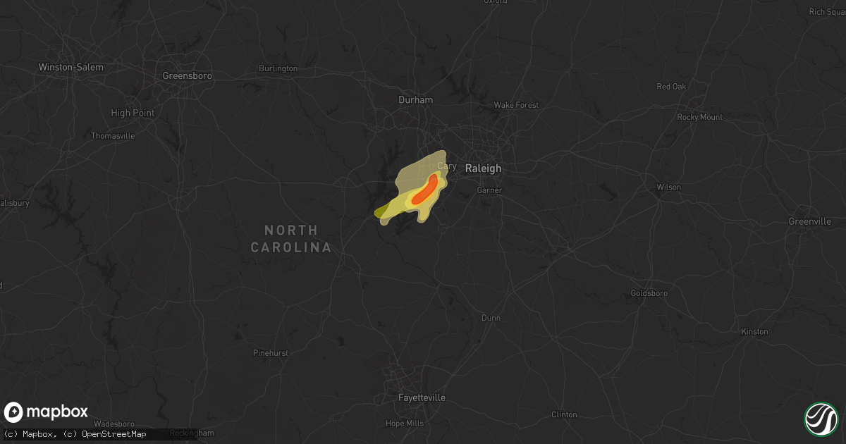 Hail map in Holly Springs, NC on April 14, 2023