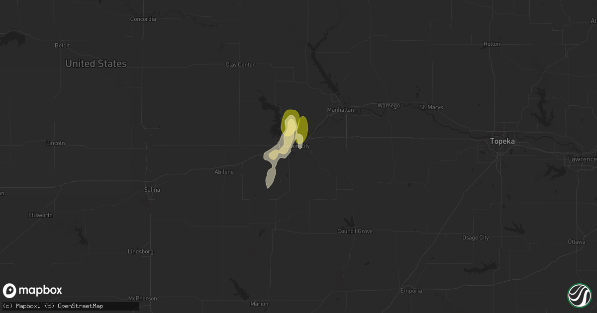 Hail Map in Junction City, KS on April 14, 2023 - HailTrace