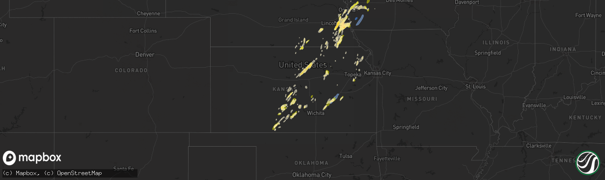 Hail map in Kansas on April 14, 2023