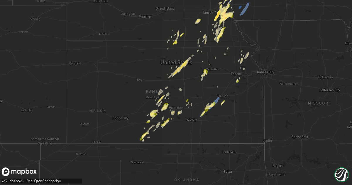 Hail map in Kansas on April 14, 2023