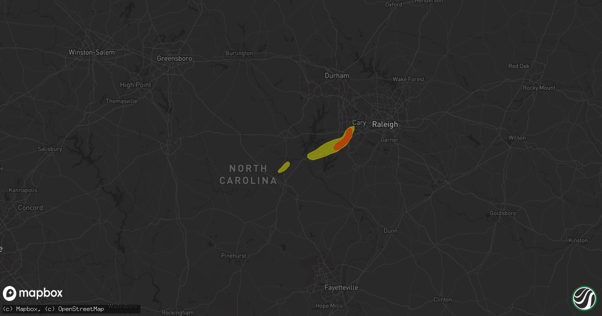 Hail map in Moncure, NC on April 14, 2023
