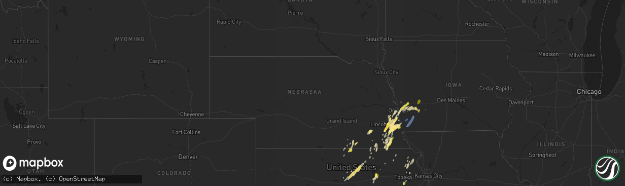 Hail map in Nebraska on April 14, 2023