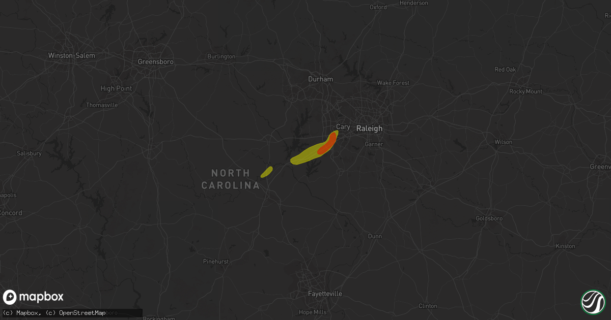 Hail map in New Hill, NC on April 14, 2023