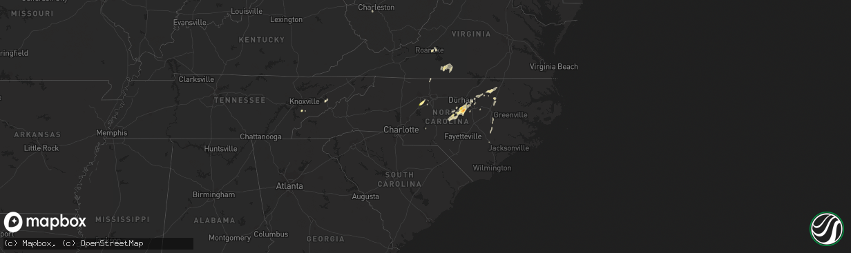 Hail map in North Carolina on April 14, 2023